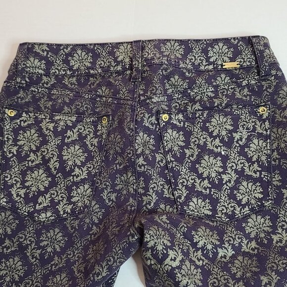 DL1961 Emma Legging Skinny Jeans Ornate Demask Purple Gold Size 25 - Picture 9 of 16